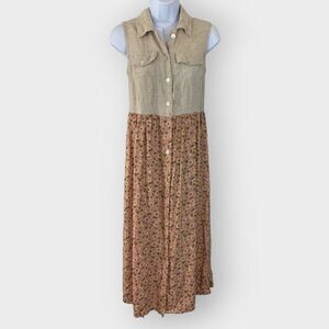 Byer Too Womens Midi Shirt Dress | 5 | Sunflowers | Cottage Peasant Y2K